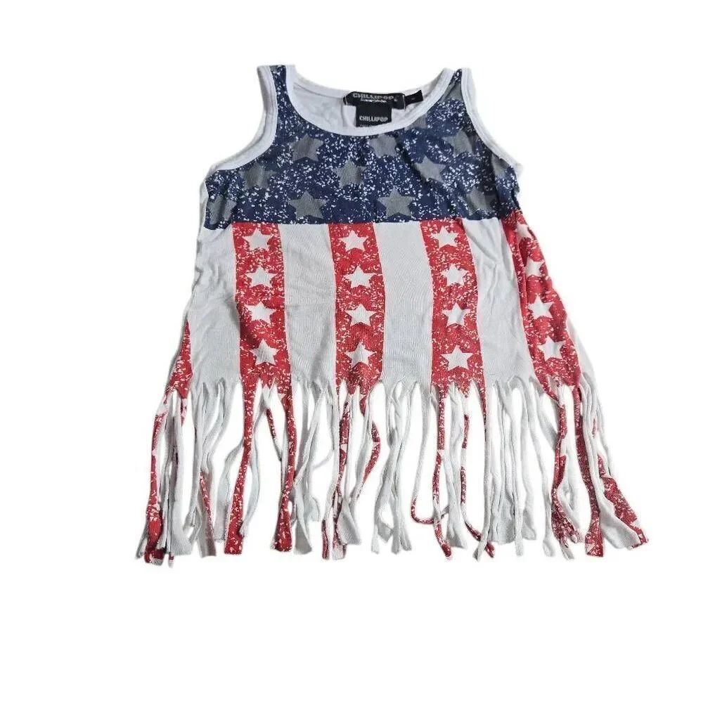 Chillipop Patriotic Fringe Crop top shirt 4t
